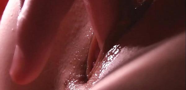  Slow-mo. Extremely close-up. Finished in between her pussy lips
